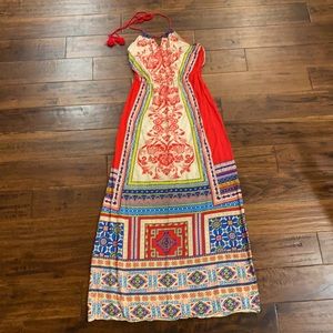 Flying Tomato halter maxi dress floral tribal
